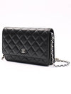 Classic Crossbag On Chain Grained Calfskin & Silver Black - CHANEL - BALAAN 3