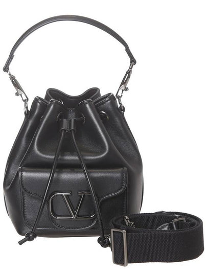 Women's VLogo Signature Drawstring Bucket Bag Black - VALENTINO - BALAAN 2