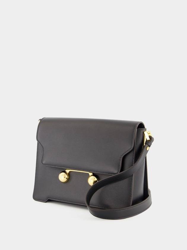 Trunkaroo Medium Leather Shoulder Bag Black - MARNI - BALAAN 3