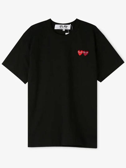 Comme des Gar ons Men s Double Heart Wappen Black Short Sleeve T Shirt AZ T226 051 1 - COMME DES GARCONS PLAY - BALAAN 2