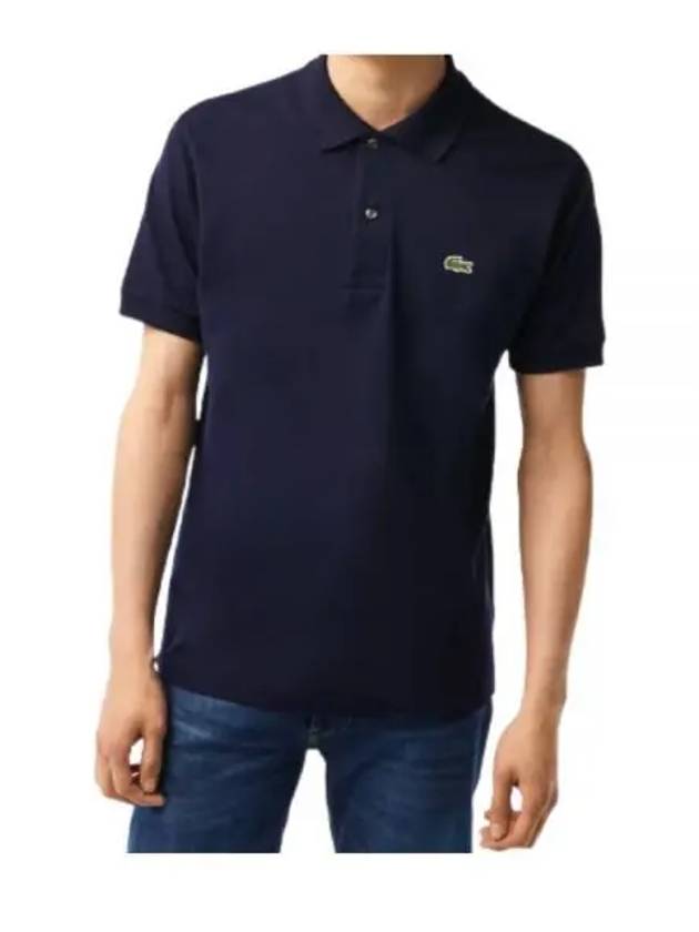 Men's Logo Classic Fit Cotton Short Sleeve Polo Shirt Navy - LACOSTE - BALAAN 2