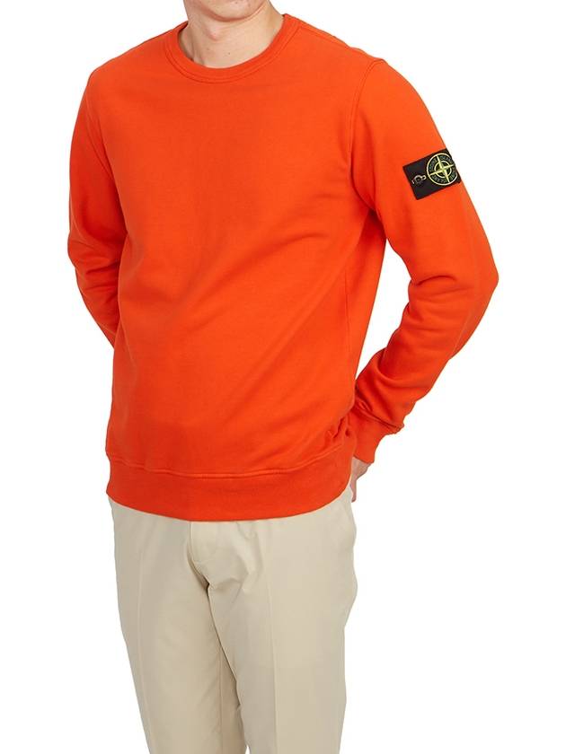 Brushed Cotton Fleece Garment Dyed Crewneck Sweatshirt Lobster Red - STONE ISLAND - BALAAN 6