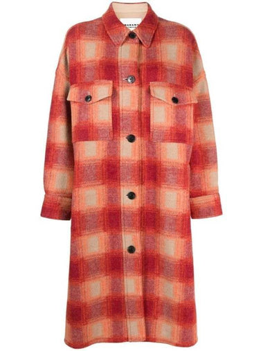 Women's Pontage Check Wool Single Coat Orange - ISABEL MARANT ETOILE - BALAAN 1