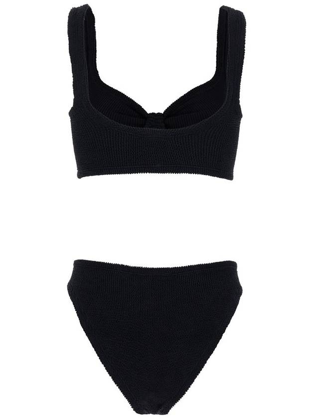 'Bonnie' Black Bikini With Knot Detail In Ribbed Fabric Woman - HUNZA G - BALAAN 1