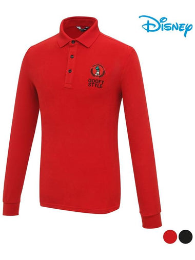 Men s simple character embroidery wappen point long sleeve collar t shirt DO3MTS005 - DISNEY GOLF - BALAAN 1