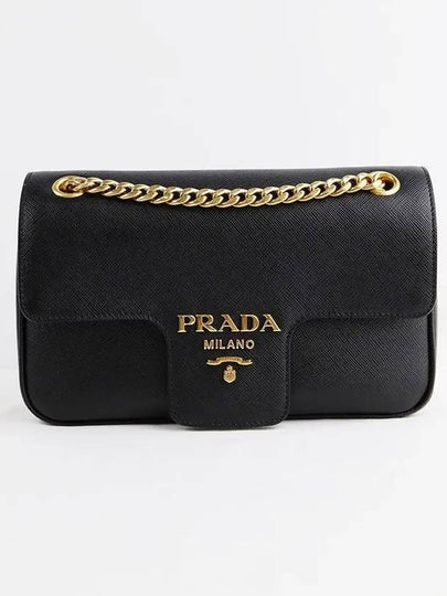 Saffiano Leather Chain Shoulder Bag Black - PRADA - BALAAN 2