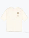 De Coeur Heart Logo Embroidery Short Sleeve T-Shirt Champagne Ivory - AMI - BALAAN 2