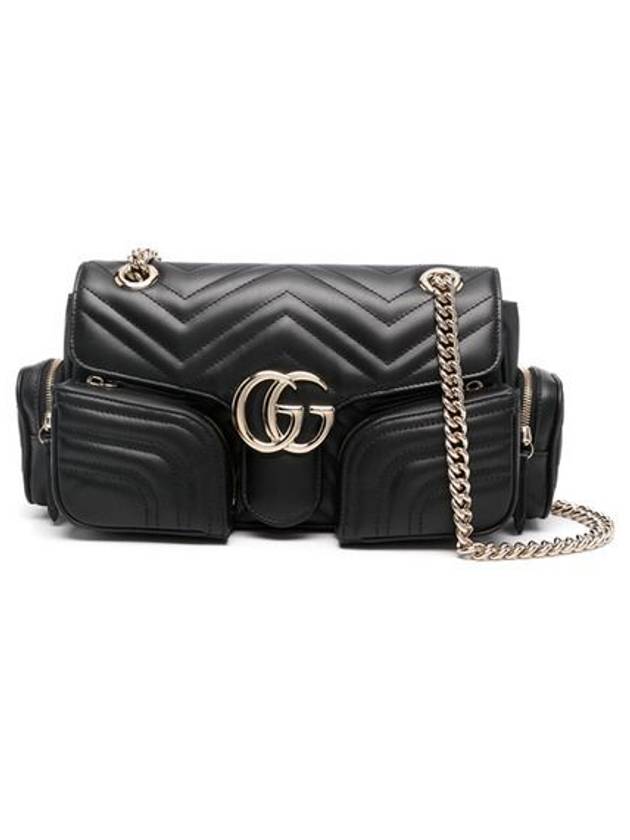 GG Marmont Small Multi Pocket Leather Shoulder Bag Black - GUCCI - BALAAN 2