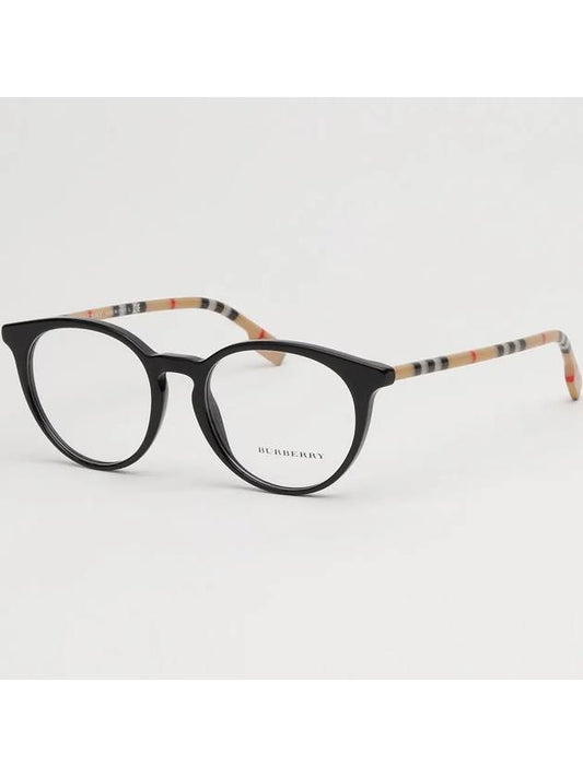 Vintage Check Round Horn-Rim Eyeglasses Black - BURBERRY - BALAAN 2