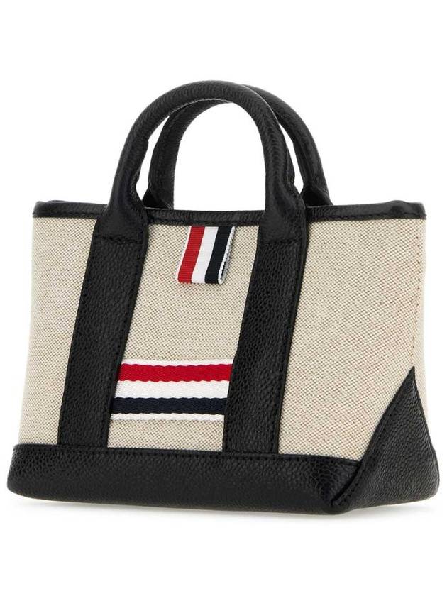 RWB Stripe Cotton Canvas Mini Tool Tote Bag Black Beige - THOM BROWNE - BALAAN 3