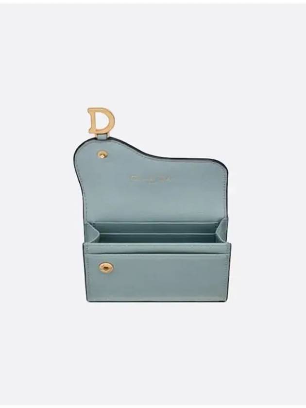 Saddle Bloom Goatskin Flap Card Wallet Cloud Blue - DIOR - BALAAN 4