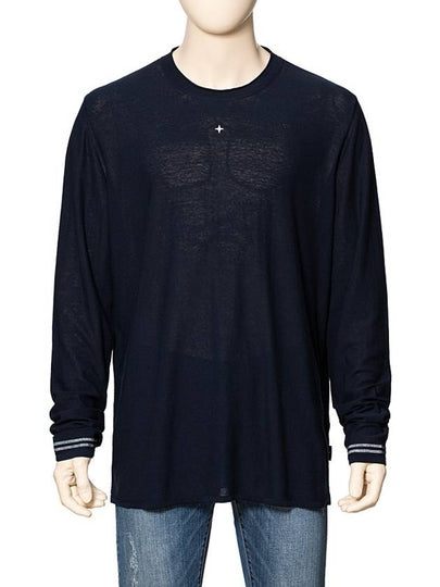 Men's Star Logo Cotton Knit Top Navy - STONE ISLAND - BALAAN 2