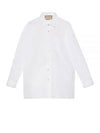 Women's Logo Embroidery Cotton Shirt White - GUCCI - BALAAN 2