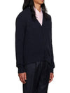 Heart Logo V Neck Cashmere Cardigan Navy - AMI - BALAAN 3