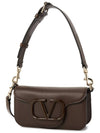 V Logo Signature Leather Shoulder Bag Brown - VALENTINO - BALAAN 3