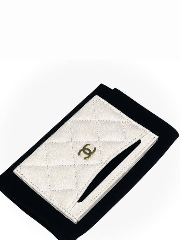 Gold CC Logo Caviar Card Wallet Black - CHANEL - BALAAN 4