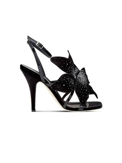 Florant Flower Motif Leather Sandal Heels Black - GIUSEPPE ZANOTTI - BALAAN 2