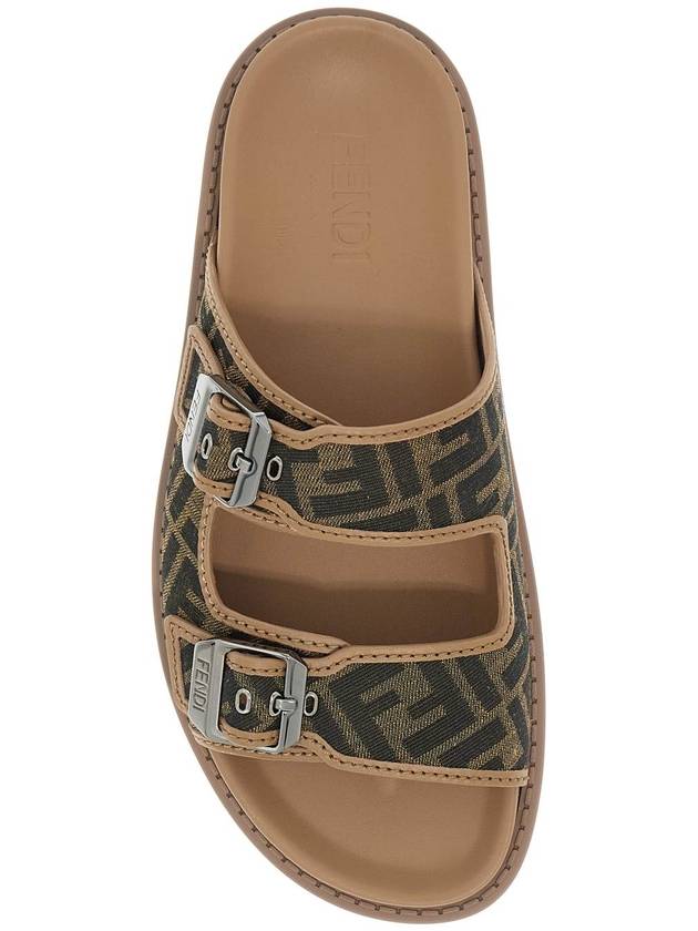 Men's Peel Jacquard Fabric Sandals Brown - FENDI - BALAAN 3