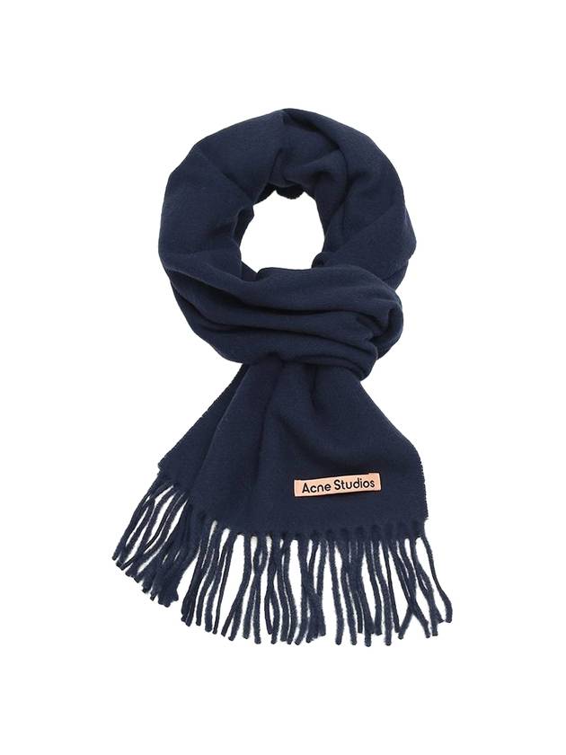 Wool Fringe Muffler Navy Blue - ACNE STUDIOS - BALAAN 1