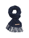 Wool Fringe Muffler Navy Blue - ACNE STUDIOS - BALAAN 1