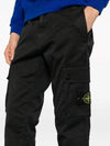 Garment Dyed Old Effect Stretch Broken Twill Cotton Cargo Pants Black - STONE ISLAND - BALAAN 6