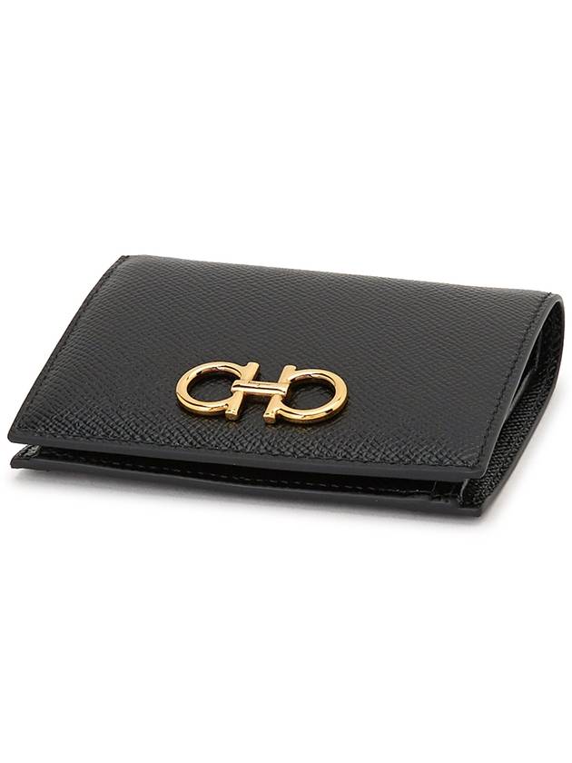 Gancini Compact Half Wallet Black - SALVATORE FERRAGAMO - BALAAN 4