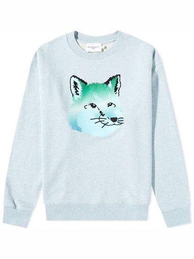 Vibrant Fox Head Relaxed Fit Sweatshirt Blue Haze Melange - MAISON KITSUNE - BALAAN 1