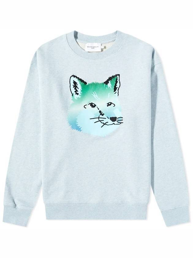 Vibrant Fox Head Relaxed Fit Sweatshirt Blue Haze Melange - MAISON KITSUNE - BALAAN 1