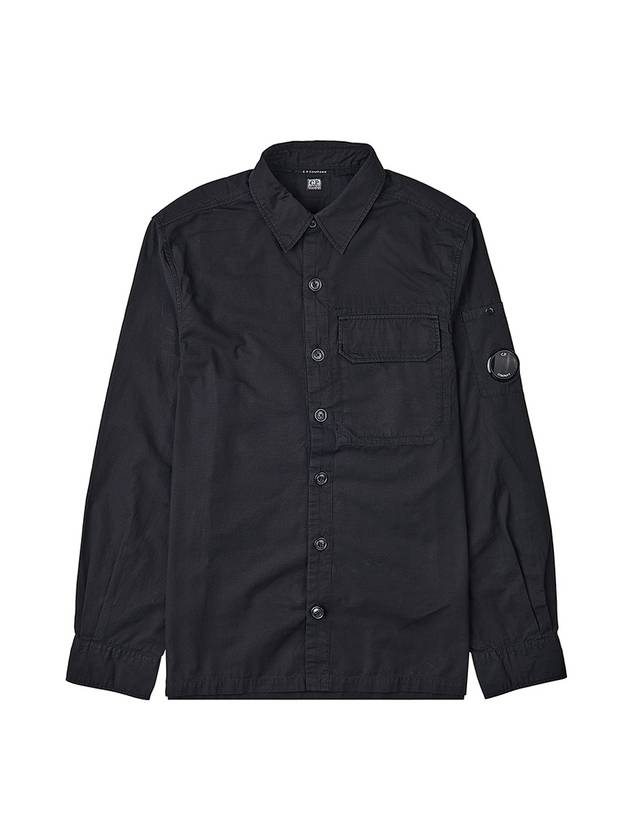 Lens Wappen Ripstop Shirt Zip Up Jacket Black - CP COMPANY - BALAAN 1