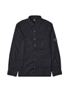 Lens Wappen Ripstop Shirt Zip Up Jacket Black - CP COMPANY - BALAAN 1