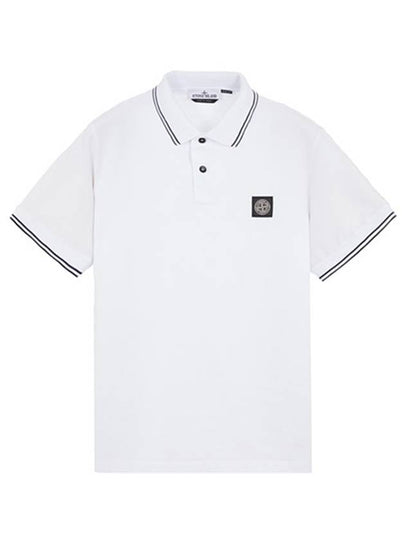 Stretch Cotton Pique Short Sleeve Polo Shirt White - STONE ISLAND - BALAAN 2