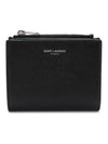 Grain de Poudre Embossed Leather Zipper Card Wallet Black - SAINT LAURENT - BALAAN 2