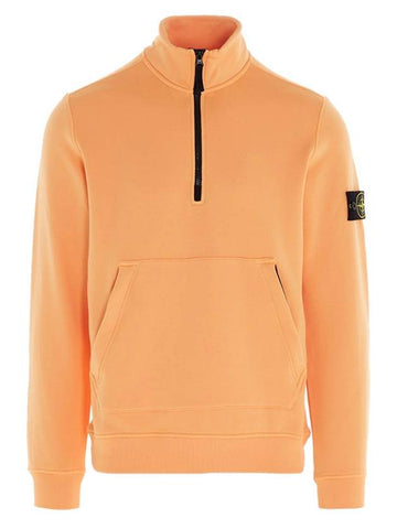 Men's Wappen Patch Half Zip-up Sweatshirt Orange - STONE ISLAND - BALAAN 1