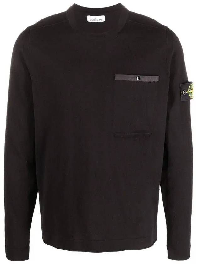 Wappen Patch Low Pocket Knit Top Black - STONE ISLAND - BALAAN 2