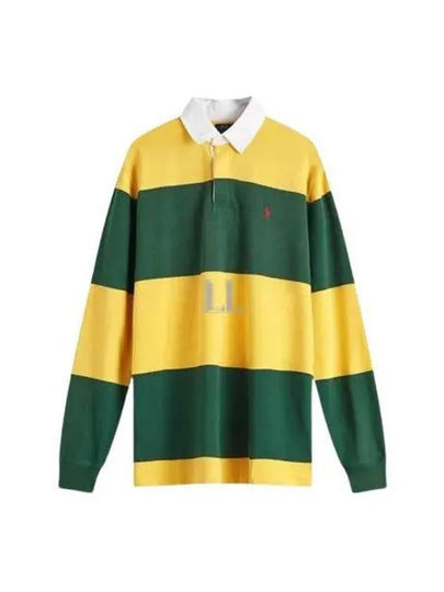 Stripe Classic Fit Long Sleeve PK Shirt Green Yellow - POLO RALPH LAUREN - BALAAN 2