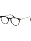 Blue light blocking glasses frame TF5905B 005 transparent black round metal combination horn rim fashion - TOM FORD - BALAAN 7