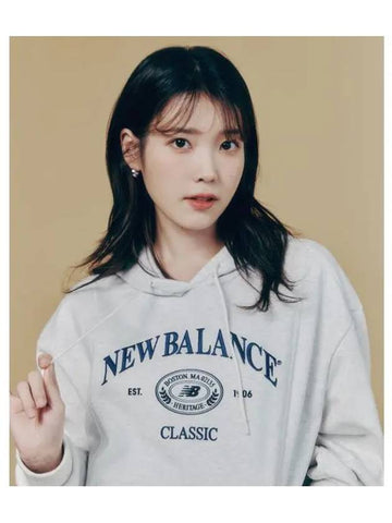 Jang Hee ryeong worn NBN0E4W842 WOMEN heritage hoodie LIGHT GRAY - NEW BALANCE - BALAAN 1