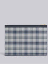 Tartan Pebble Grain Leather Clutch Bag Grey - THOM BROWNE - BALAAN 5