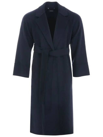 Agata Virgin Wool Single Coat Navy - MAX MARA - BALAAN 1