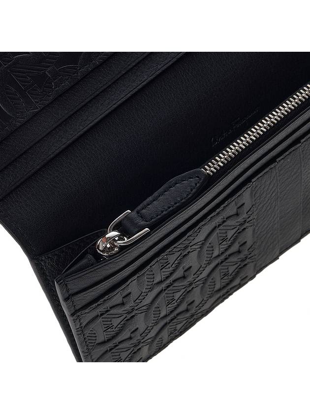 Gancini Monogram Long Wallet Black - SALVATORE FERRAGAMO - BALAAN 8