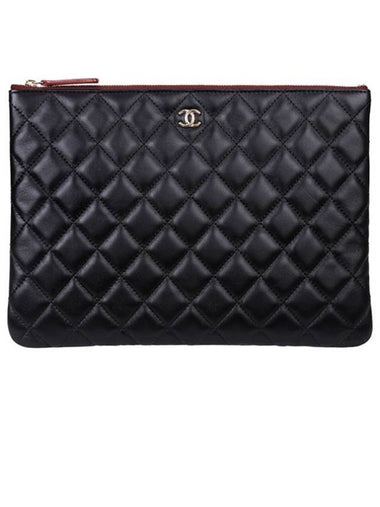 Classic Medium Lambskin Clutch Bag Black - CHANEL - BALAAN 1