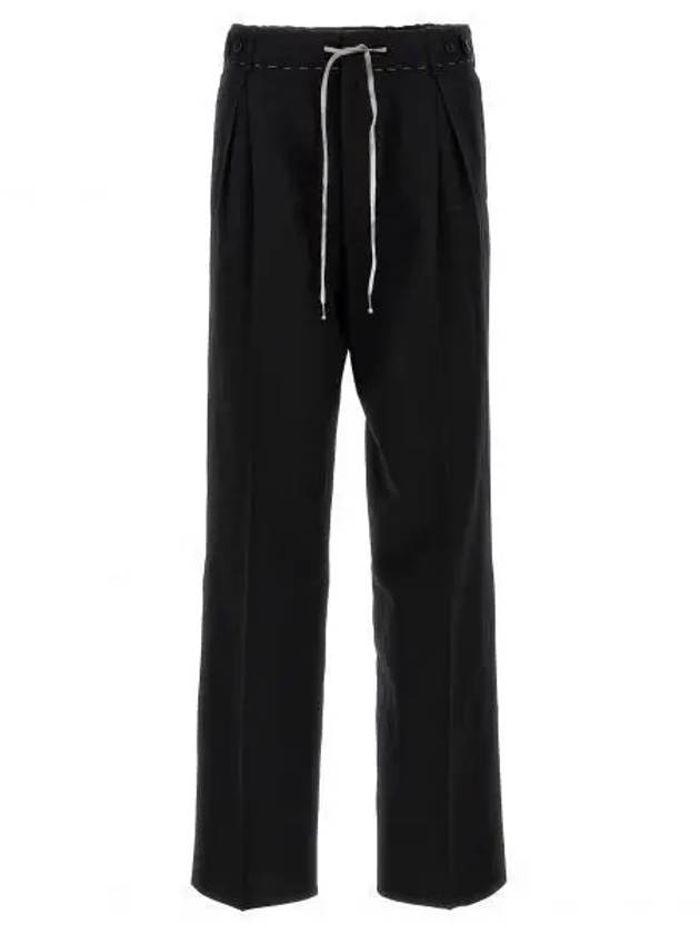 Drawstring Cotton High Waist Pants Black - MAISON MARGIELA - BALAAN 2