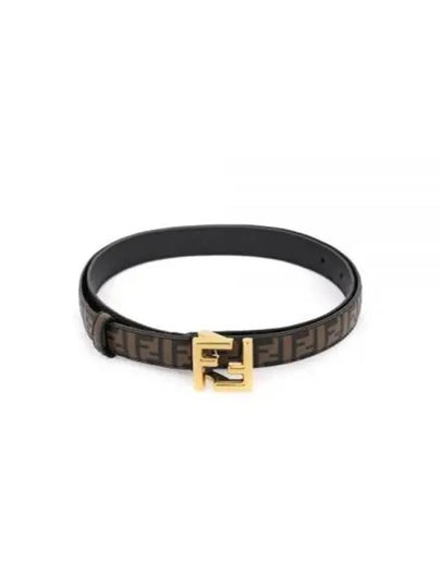 FF Square Stud Buckle Leather Belt Brown - FENDI - BALAAN 2