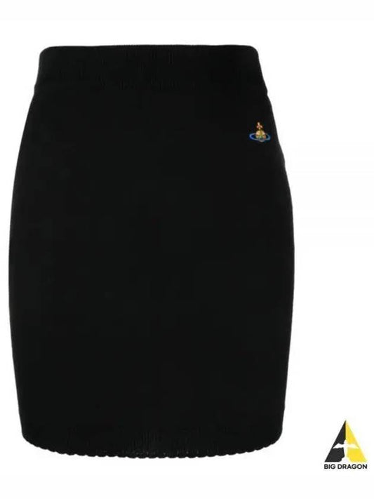 Women's ORB Logo Knit Bea Mini H Line Skirt Black - VIVIENNE WESTWOOD - BALAAN 2