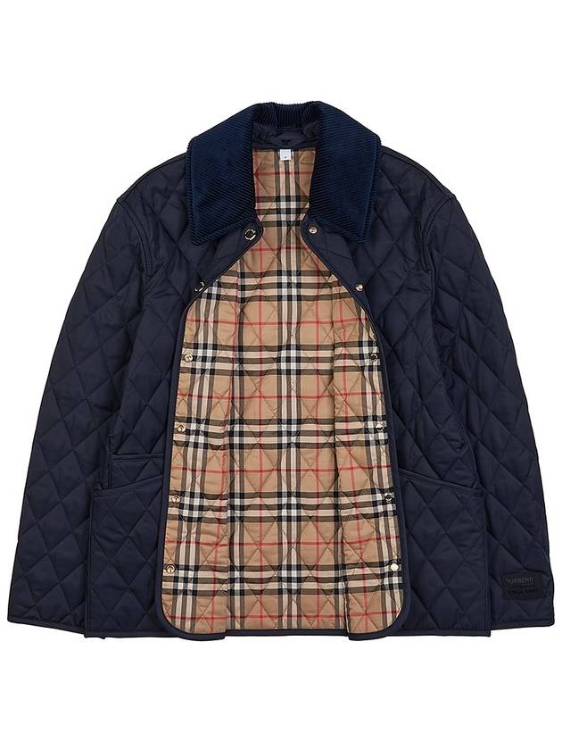 Corduroy Collar Quilted Jacket Dark Blue - BURBERRY - BALAAN 9