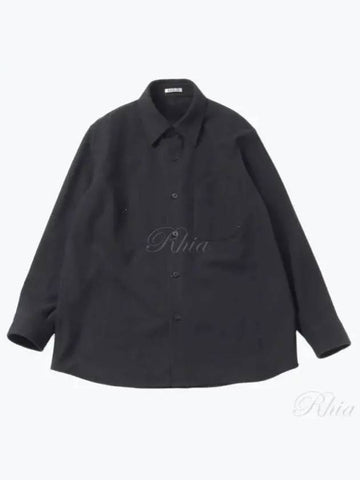 Brushed Super Fine Wool Flannel Shirt Ink Black A24AS01KF - AURALEE - BALAAN 1