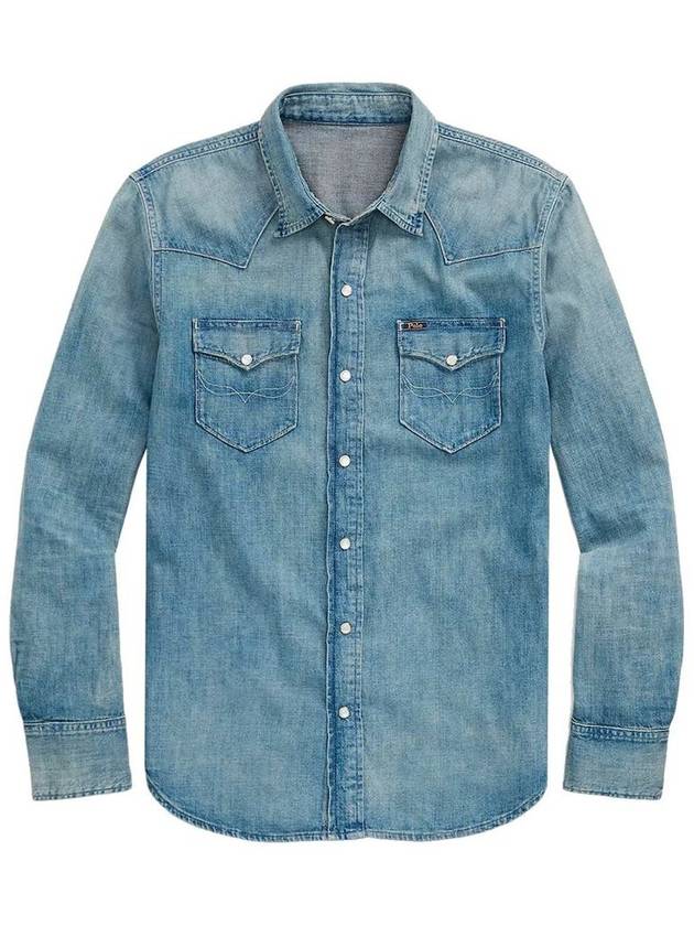 Denim Long Sleeve Shirt Blue - POLO RALPH LAUREN - BALAAN 3