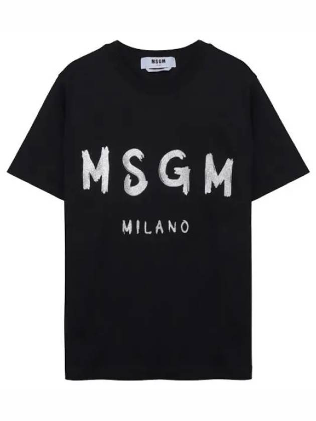 Glitter Brushed Logo Short Sleeve T Shirt Women s Tee - MSGM - BALAAN 1