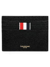 Pebble Grain Leather Stripe Note Compartment Card Wallet Black - THOM BROWNE - BALAAN 2