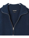 Silk Cotton Funnel Neck Zip Up Jacket Royal Blue - TOM FORD - BALAAN 4